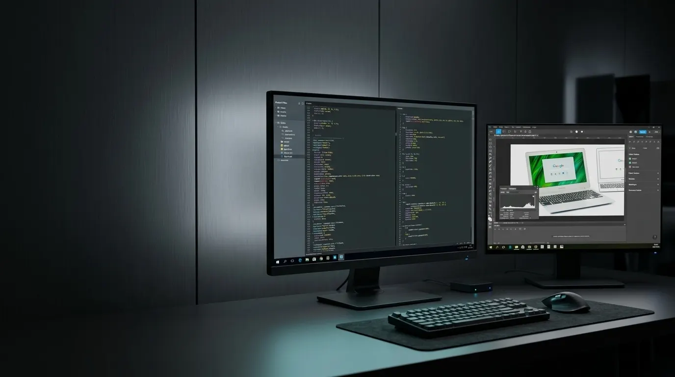 Premium responsive website design preview on desktop and mobile devices